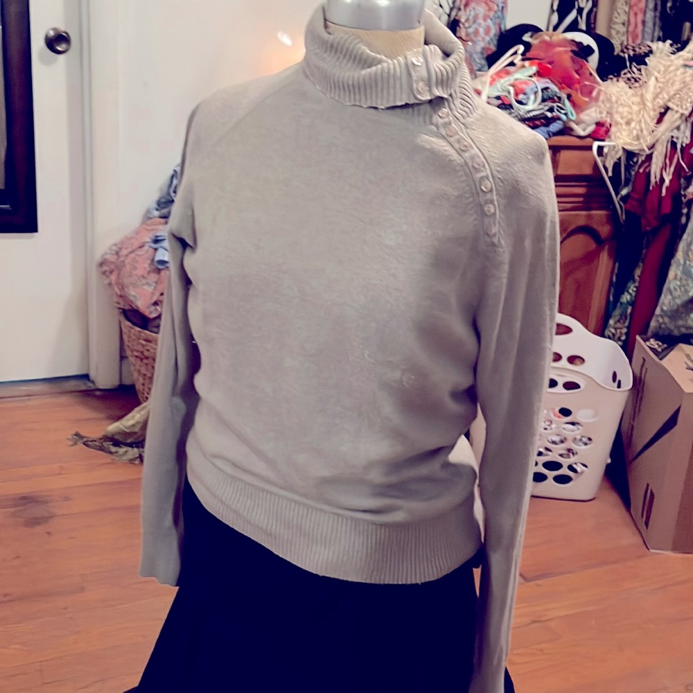Jean Pierre, Kashmir, button, turtleneck, sweater, medium